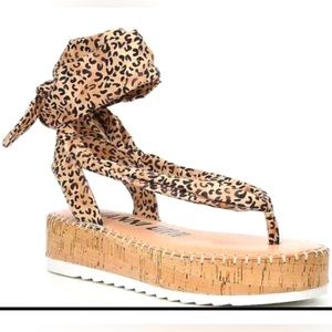 Gianni Bini Turnie Animal Print Ankle wrap Platform Sandals, Size 9, New